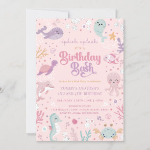 Ocean Animal Birthday Invitations. Joint Birthday Invitation