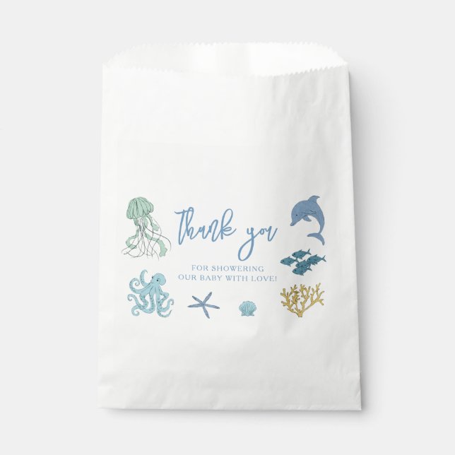 Ocean Animal Blue Baby Shower Favor Bag (Front)