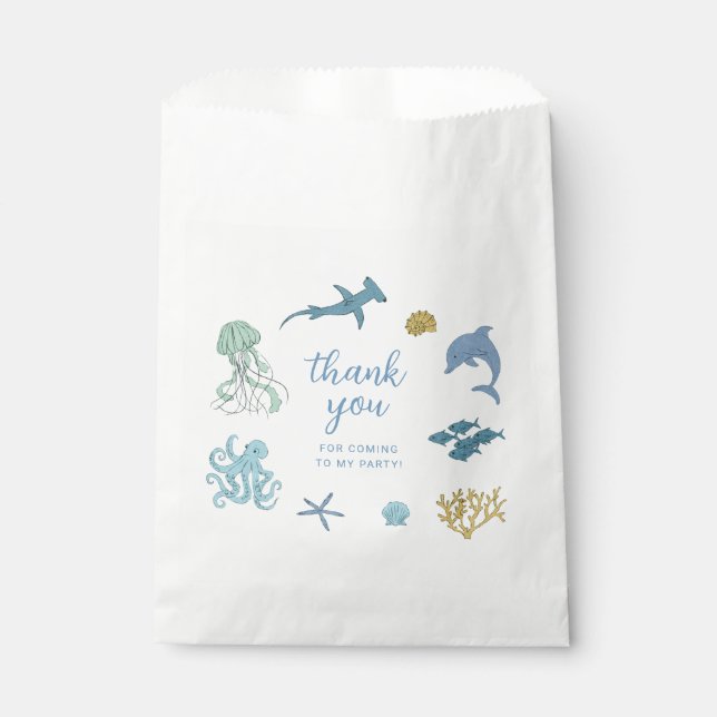 Ocean Animal Blue Birthday Party Favor Bag (Front)