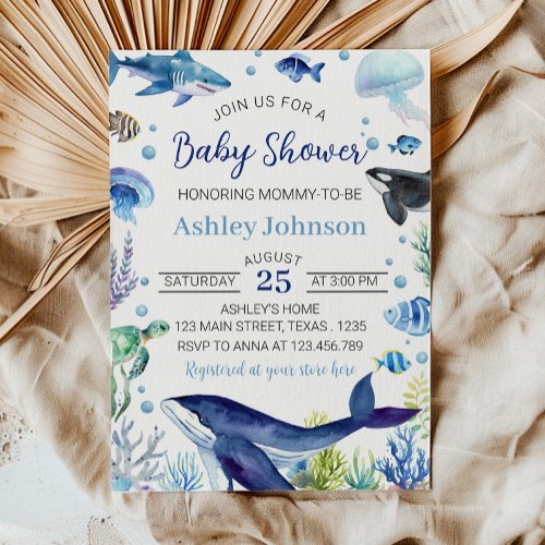 Ocean Animal Boy Baby Shower Invitation