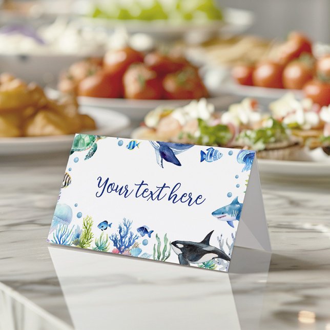 Ocean Animal Boy Birthday Food Place Card Whale  (Creator Uploaded)