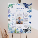 Ocean Animal Boy Kid Birthday Milestone Sign<br><div class="desc">Our Ocean Animal Boy Turtle birthday milestone poster is the perfect way to celebrate and document a special birthday. The design features a unique and memorable ocean theme with space for your child’s name, special milestones, achievements, and memories from their life so far. It’s a great way to celebrate a...</div>