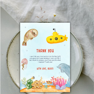 Ocean Animal Nautical Marine Baby Shower  Thank You Card