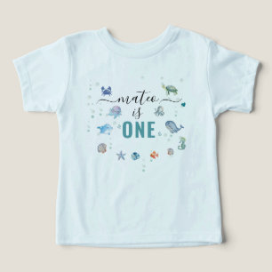 Ocean Animal One Custom Name 1st Birthday Toddler T-shirt