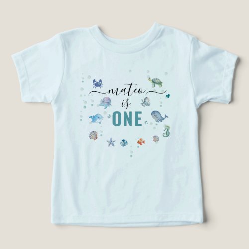 Ocean Animal One Custom Name 1st Birthday Toddler T-shirt
