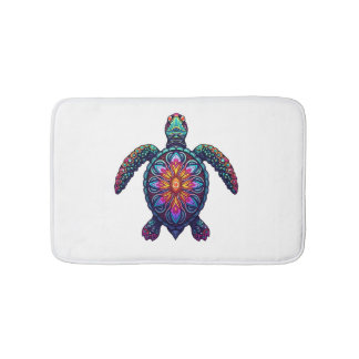 Ocean Animal Tie Dye Tribal Sea Animal Maori Turtl Bath Mat