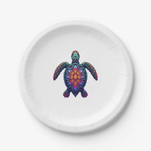 Ocean Animal Tie Dye Tribal Sea Animal Maori Turtl Paper Plates