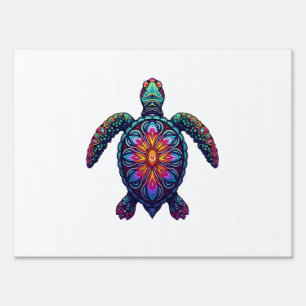 Ocean Animal Tie Dye Tribal Sea Animal Maori Turtl Sign