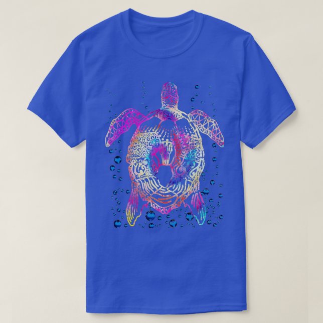 Ocean Animal Tie Dye Tribal Sea Animal Maori Turtl T-Shirt (Design Front)