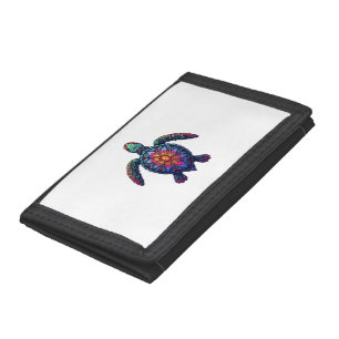 Ocean Animal Tie Dye Tribal Sea Animal Maori Turtl Tri-fold Wallet