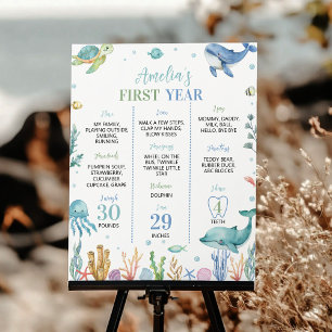 Ocean Animal Under the Sea Birthday Milestone  Poster