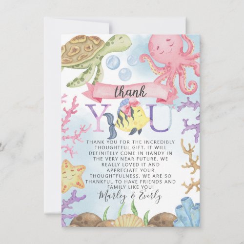 Ocean Animal Under the Sea Thank You Card Note
