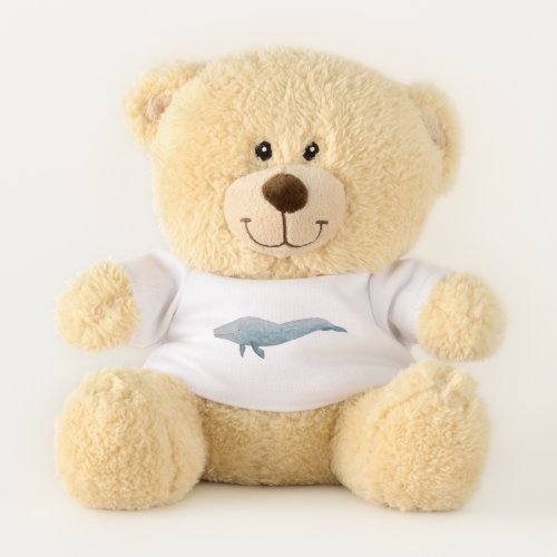 Ocean Animal Watercolor Blue Whale Teddy Bear