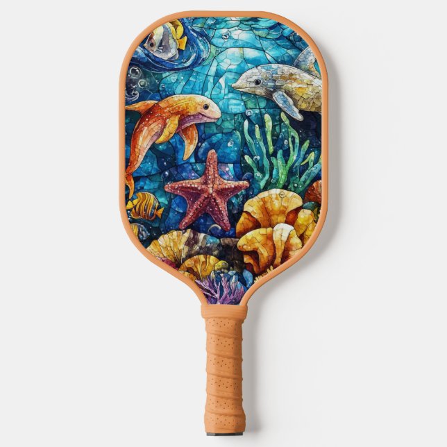 Ocean Animals Art Pickleball Paddle (Front)
