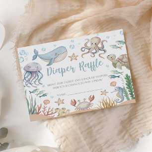Ocean Animals Baby Shower Diaper Raffle Enclosure Card