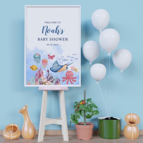 Ocean Animals Baby Shower Welcome Party Poster