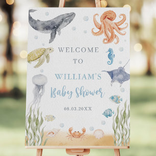 Ocean Animals Baby Shower Welcome Sign