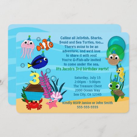 Ocean Animals Birthday Invitations Under The Sea
