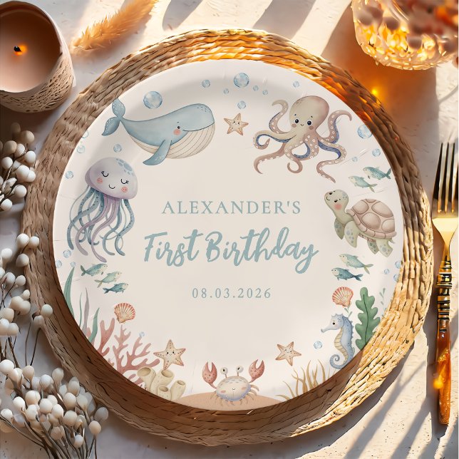 Ocean Animals Birthday Paper Plates (Creator Uploaded)