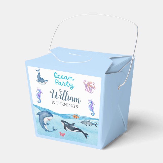 Ocean Animals Birthday Party Favor Boxes (Front Side)