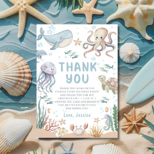 Ocean Animals Birthday Thank You Card