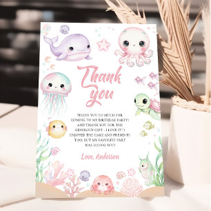 Ocean Animals Birthday Thank You Card