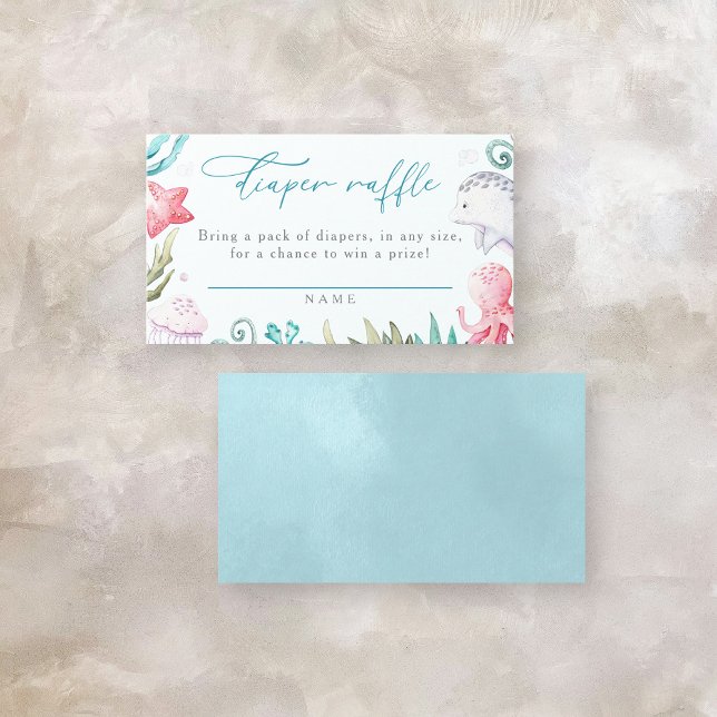 Ocean Animals Boy Baby Shower Diaper Raffle Enclosure Card (Creator Uploaded)