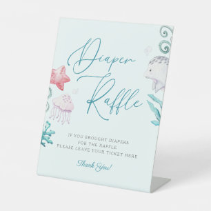 Ocean Animals Boy Baby Shower Diaper Raffle Sign