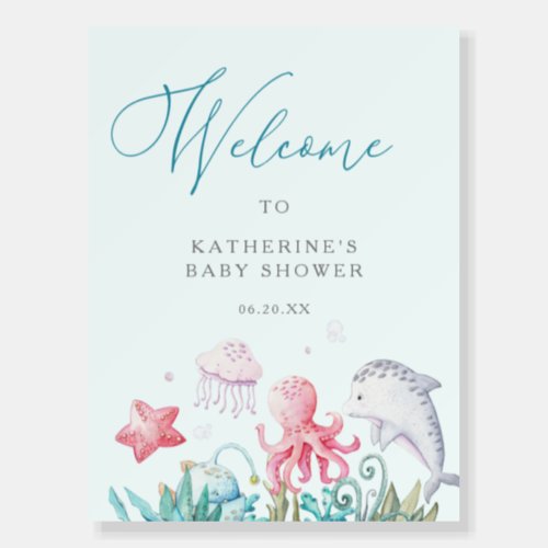 Ocean Animals Boy Baby Shower Welcome Sign