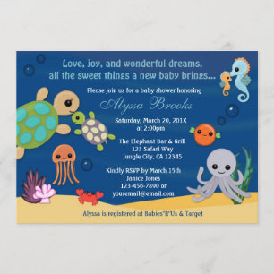 Ocean Animals Bubbles Baby Shower Invitations