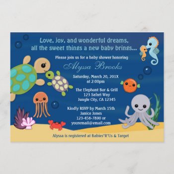 Ocean Animals Bubbles Baby Shower Invitations by MonkeyHutDesigns at Zazzle