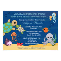 Ocean Animals Bubbles Baby Shower Invitations
