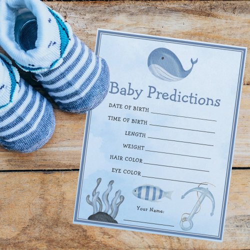Ocean Animals Coastal Blue Baby Shower Predictions
