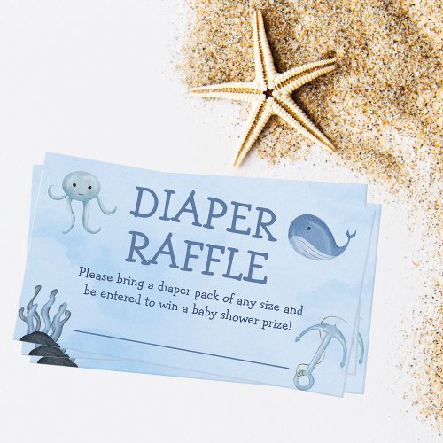 Ocean Animals Diaper Raffle Coastal Baby Shower Enclosure Card