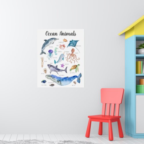 Ocean Animals  Education Learning Classroom Poster