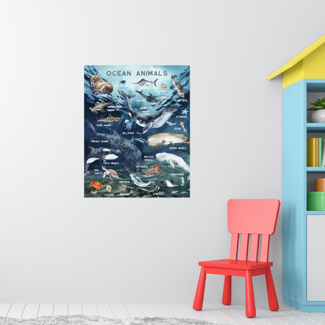 Ocean Animals | Education Learning Classroom  Poster (Nursery 1)