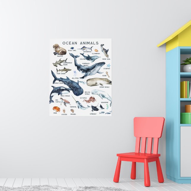 Ocean Animals | Education Learning Classroom  Poster (Nursery 1)
