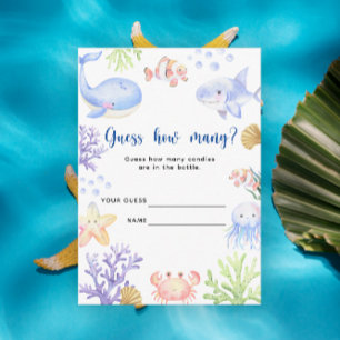 Ocean animals - how many candies in the bottle enclosure card
