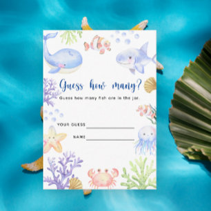 Ocean animals - how many fish are in the jar enclosure card