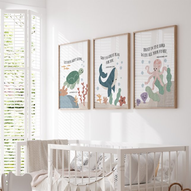 Ocean animals kids bible verse set of 3 prints (Creator Uploaded)