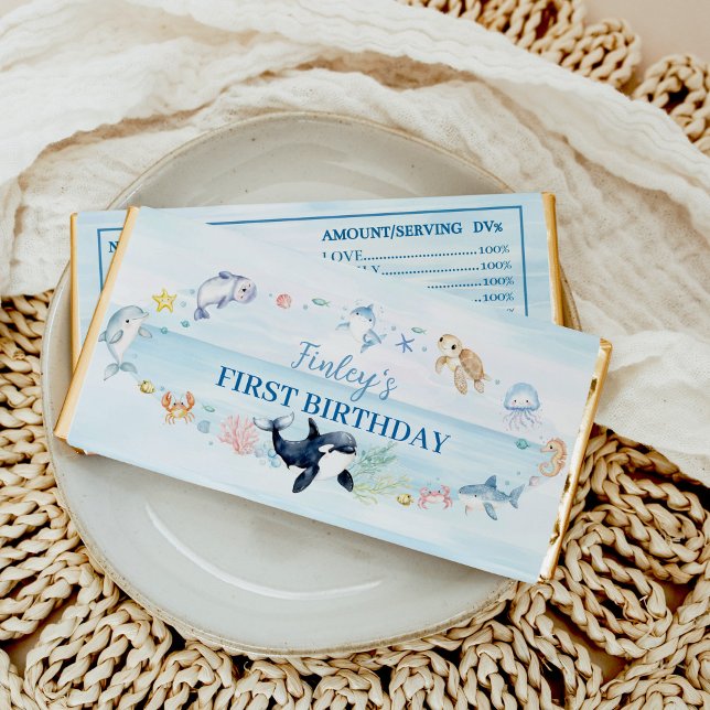 Ocean Animals Kids Under The Sea Birthday Hershey Bar Favors (Creator Uploaded)