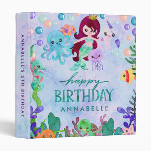 Ocean Animals Mermaid Theme Birthday Scrapbook Binder