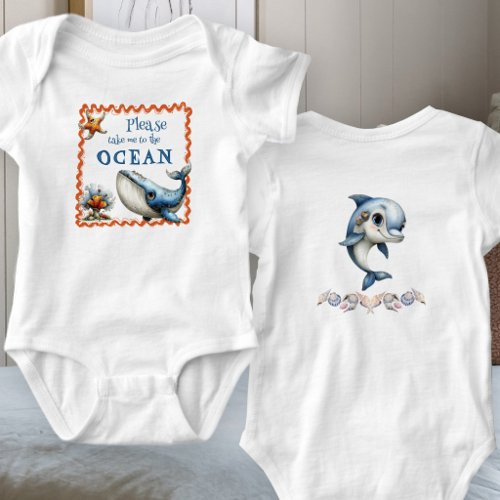 Ocean Animals Saying Beach Baby  Bodysuit