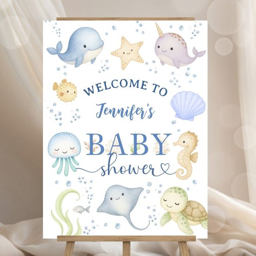 Ocean Animals Sea Baby Shower Boy Welcome Foam Board