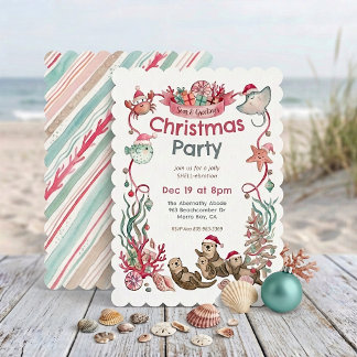 Ocean Animals Seas & Greetings Coastal Christmas Invitation