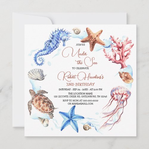 Ocean Animals Under the Sea Birthday Invitation