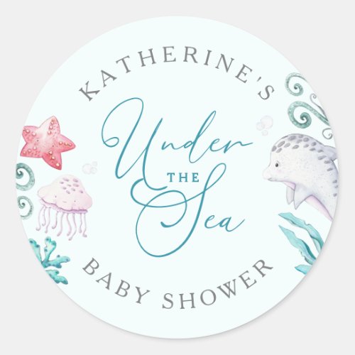 Ocean Animals Under The Sea Boy Baby Shower Classic Round Sticker