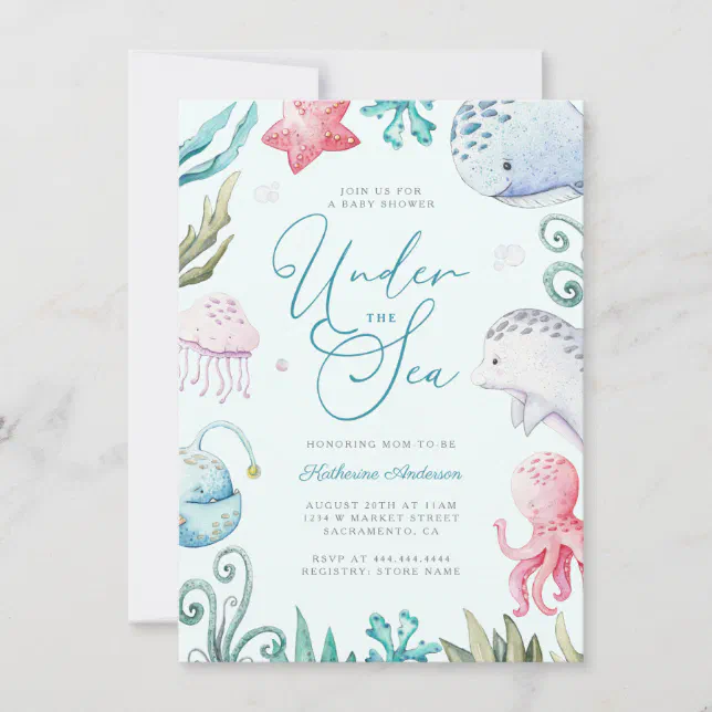 Ocean Animals Under The Sea Boy Baby Shower Invitation | Zazzle