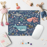 Ocean Animals Under the Sea Name Monogram Mouse Pad<br><div class="desc">Modern under the sea blue watercolor ocean animals design,  monogrammed with the person's name in the bottom corner. Copyright Personalized Home Decor and Gifts,  all rights reserved.</div>