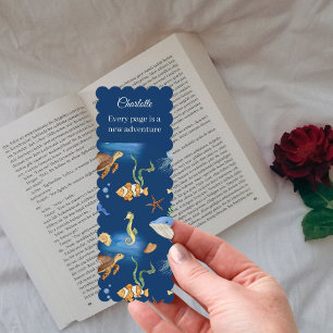 Ocean animals whale fish sea horse quote bookmarks
